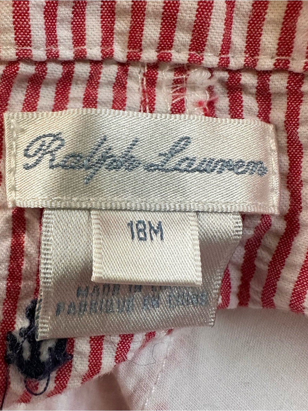 Ralph Lauren Baby seersucker nautical shorts overalls, size 18mo - Picture 6 of 6